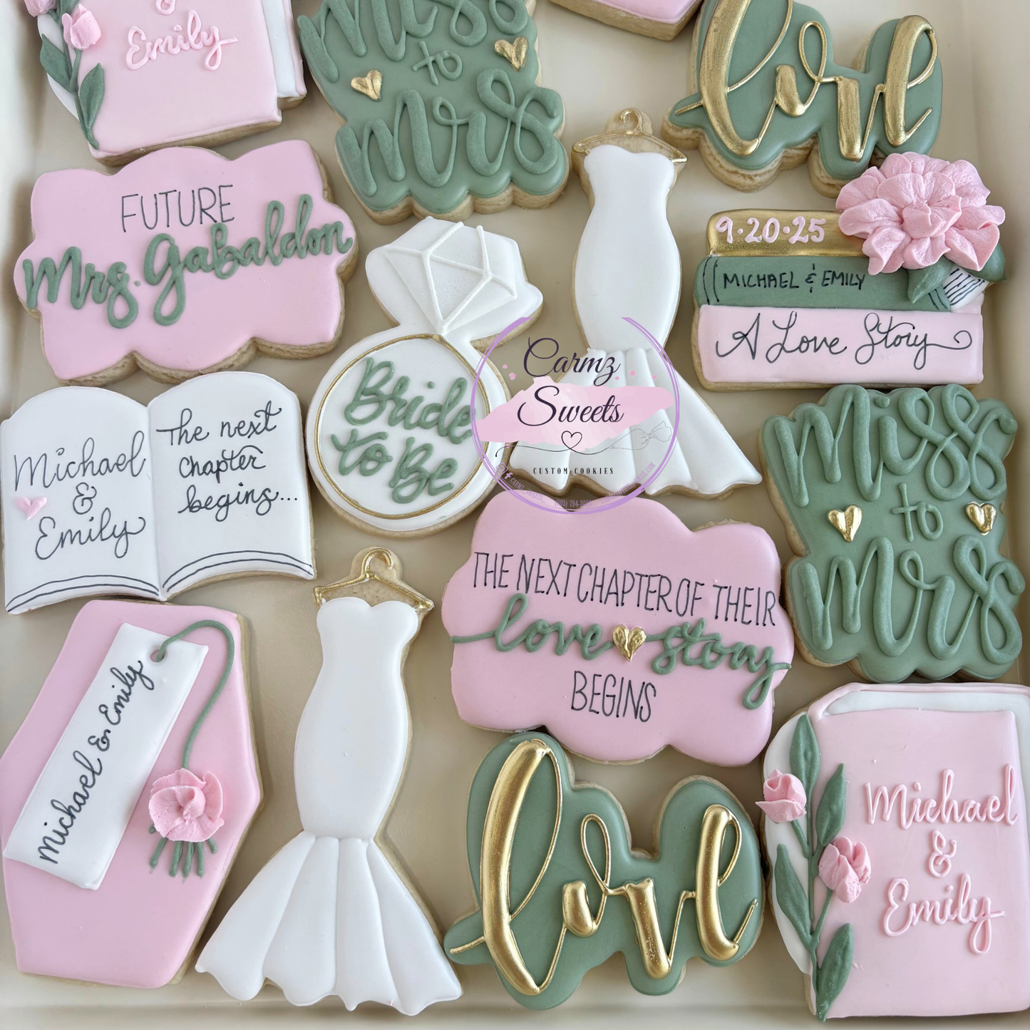 Books themed bridal shower cookies