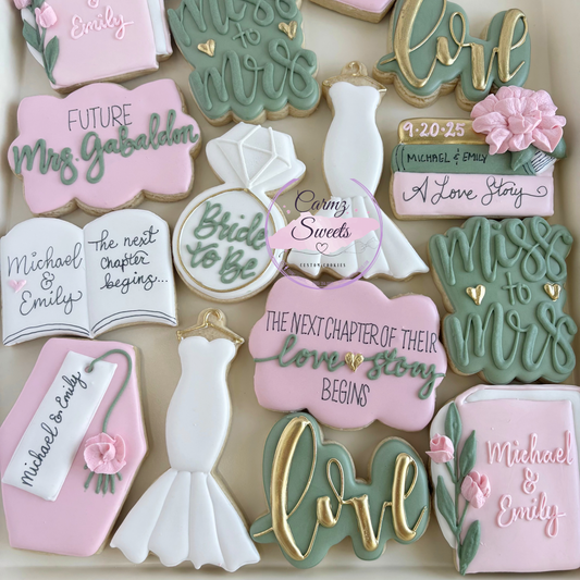 Books themed bridal shower cookies